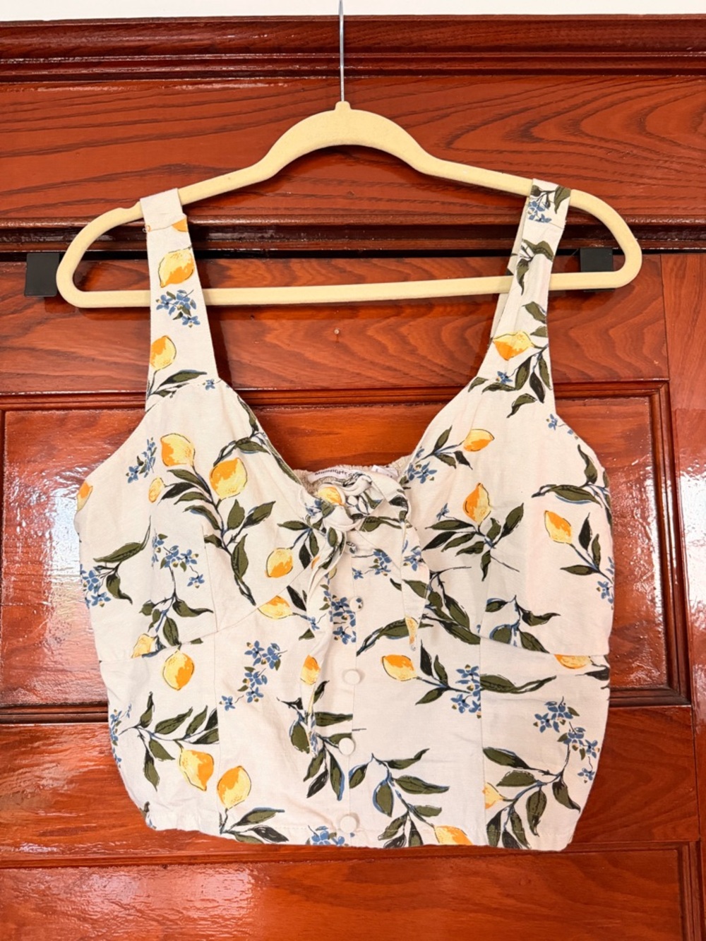 Women’s Yellow Lemon Print Crop Tank Top